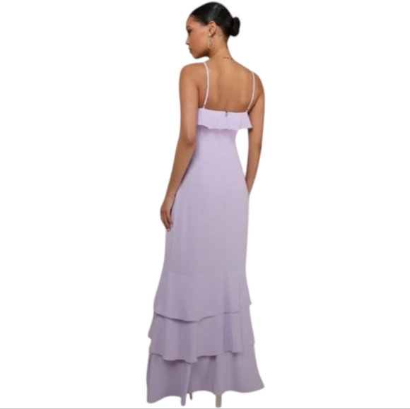 NWT Lulus Lively Evenings Lavender Strappy Tiered Maxi Dress XL Fairy Flowy - Picture 2 of 15